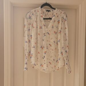 1. State Floral Blouse in Cream and Blue